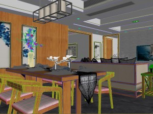 panoramic antique chinese style living room dining room 26 Modelo 3D