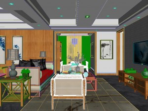 panoramic antique chinese style living room dining room 26 Modelo 3D