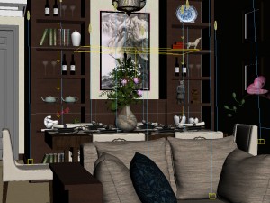 panorama antique chinese style living room restaurant space 27 3D Model