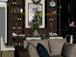 panorama antique chinese style living room restaurant space 27 3D Model