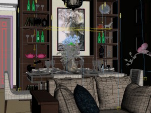 panorama antique chinese style living room restaurant space 27 3D Model