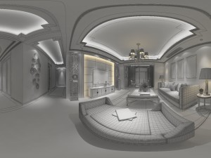 panoramic antique chinese style living room dining room 28 3D Model