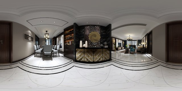 panoramic antique chinese style living room restaurant space 29 3D 모델 .c4d .max .obj .3ds .fbx .stl .blend 