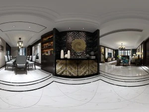 パノラマのアンティーク中国風のリビング ルーム レストラン スペース 29 3Dモデル