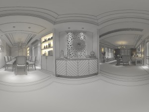 panoramic antique chinese style living room restaurant space 29 3D 모델