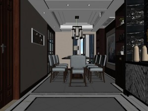 panoramic antique chinese style living room restaurant space 29 3D 모델