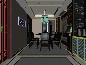 panoramic antique chinese style living room restaurant space 29 3D 모델
