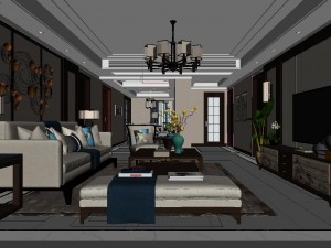 panoramic antique chinese style living room restaurant space 29 3D 모델