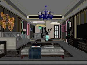 panoramic antique chinese style living room restaurant space 29 3D 모델