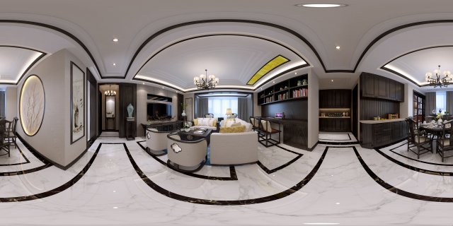 panorama antique chinese style living room restaurant space 30 3D Modell .c4d .max .obj .3ds .fbx .stl .blend 