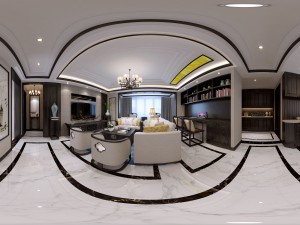 panorama antique chinese style living room restaurant space 30 3D Модель