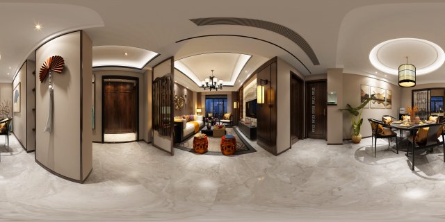 panorama antique chinese style living room restaurant space 31 Model 3D .c4d .max .obj .3ds .fbx .stl .blend 