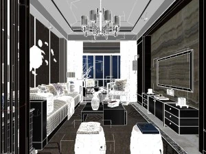 panorama antique chinese style living room restaurant space 31 3D Model