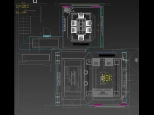 panorama antique chinese style living room restaurant space 32 3D Model