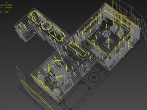 panorama antique chinese style living room restaurant space 33 3D Model