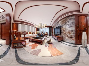 panorama antique chinese style living room restaurant space 34 3D Model