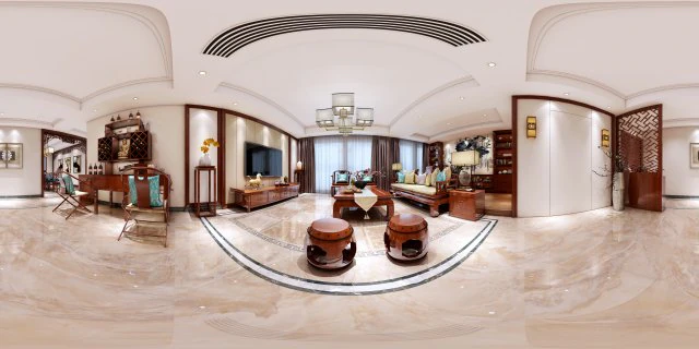 panorama antique chinese style living room restaurant space 35 3D Model .c4d .max .obj .3ds .fbx .stl .blend 