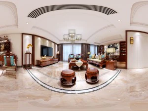 panorama antique chinese style living room restaurant space 35 3D Model