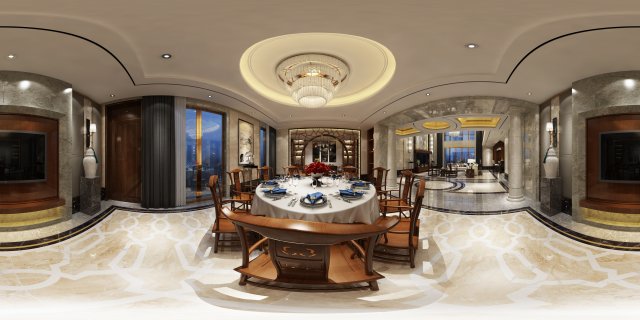 panorama antique chinese style living room restaurant space 36 Modello 3D .c4d .max .obj .3ds .fbx .stl .blend