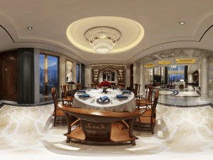 panorama antique chinese style living room restaurant space 36 3D Model