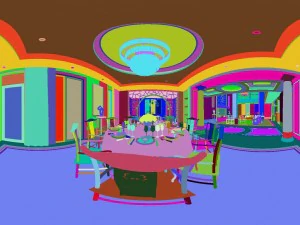 panorama antique chinese style living room restaurant space 36 3D Model