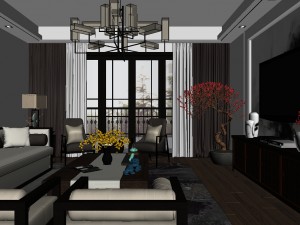 panorama antique chinese style living room restaurant space 39 3D 模型