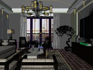 panorama antique chinese style living room restaurant space 39 3D 模型