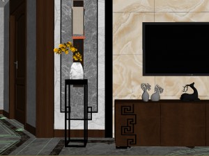 panorama antique chinese style living room restaurant space 40 3D Model