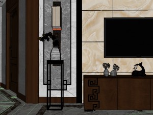 panorama antique chinese style living room restaurant space 40 3D Model