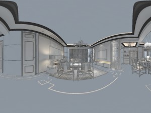 panorama antique chinese style living room restaurant space 41 3D Модель