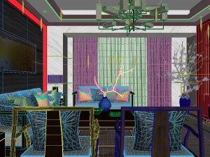panorama antique chinese style living room restaurant space 41 3D Модель