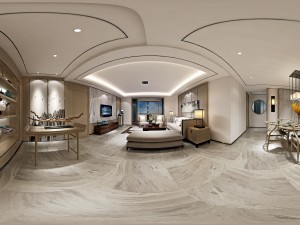 panorama antique chinese style living room restaurant space 42 3D Model