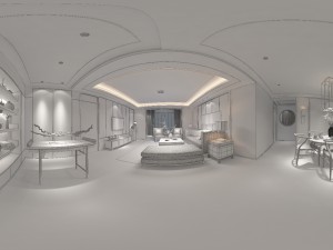 panorama antique chinese style living room restaurant space 42 Model 3D