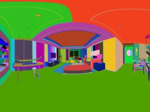 panorama antique chinese style living room restaurant space 42 3D Model