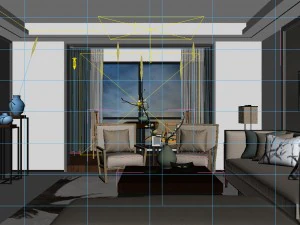 panorama antique chinese style living room restaurant space 42 3D Model
