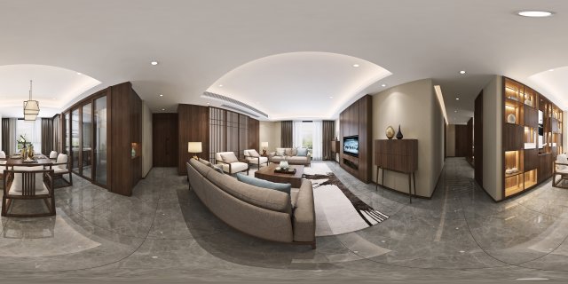 panorama antique chinese style living room restaurant space 43 Modelo 3D .c4d .max .obj .3ds .fbx .stl .blend 