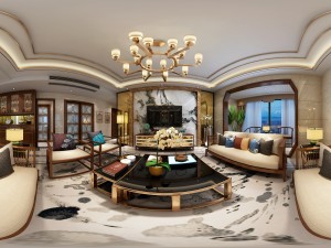 panorama antique chinese style living room restaurant space 45 Modello 3D