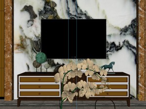 panorama antique chinese style living room restaurant space 45 3D Model