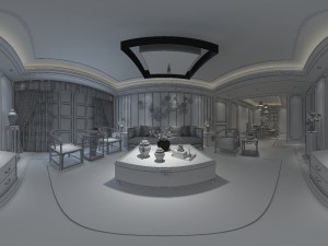 panorama antique chinese style living room restaurant space 46 3D Model