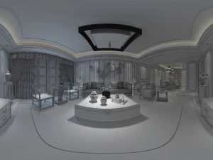 panorama antique chinese style living room restaurant space 46 3D Model