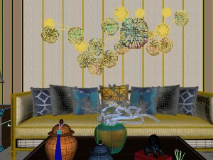 panorama antique chinese style living room restaurant space 46 3D Model