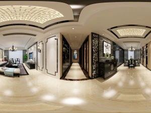 パノラマのアンティーク中国風のリビング ルーム ダイニング ルーム 47 3Dモデル