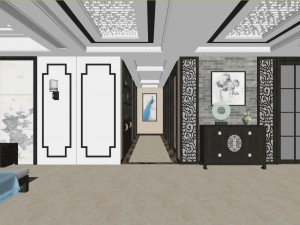 panoramic antique chinese style living room dining room 47 Modelo 3D