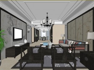 panoramic antique chinese style living room dining room 47 Modelo 3D