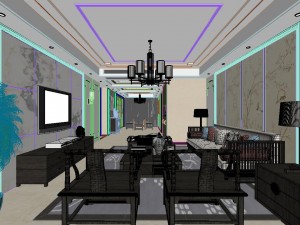 panoramic antique chinese style living room dining room 47 Modelo 3D