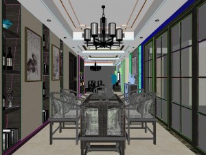 panoramic antique chinese style living room dining room 47 Modelo 3D