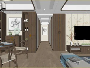panoramic antique chinese style living room dining room 48 3D Model