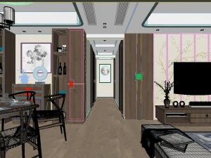 panoramic antique chinese style living room dining room 48 3D Model