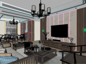 panoramic antique chinese style living room dining room 48 3D 모델