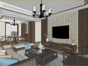 panoramic antique chinese style living room dining room 48 3D Model